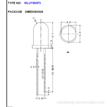 5mm yellow led with high brightness